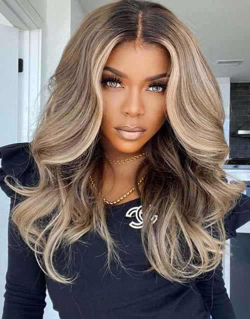 Blonde Ombre Beauty Lacefront Wig 22-24 inches!! Lace Front Wig Ombre Blonde Straight Human Hair Wigs  main image 3