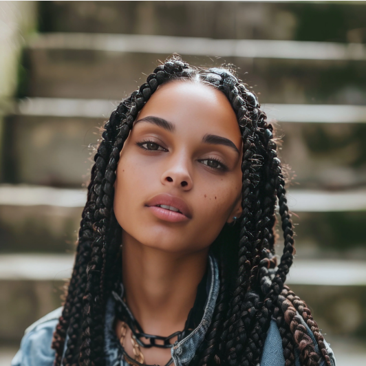 woman with lemonade braids