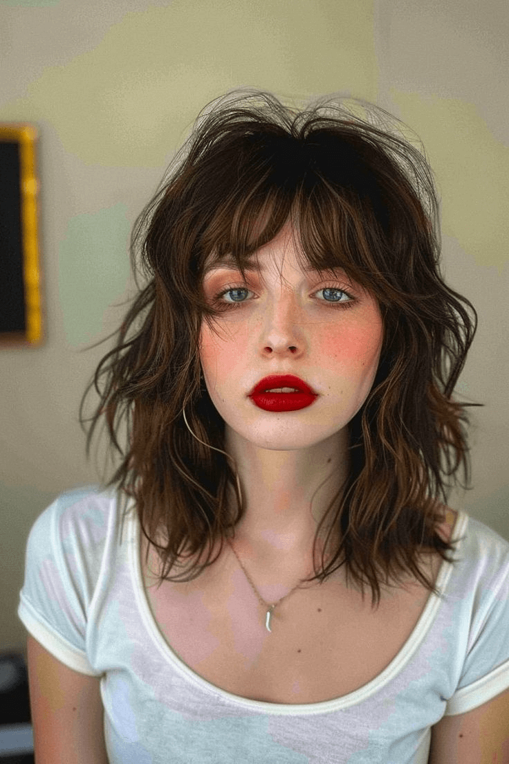 girl with wolf cut hairstyle