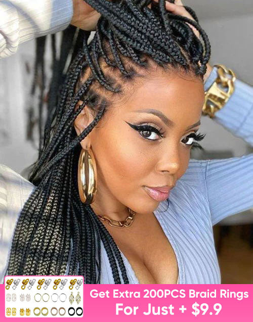 Eudora- Full Lace Knotless Real Box Braided Wig Fully Handmade Braids Wig for Women