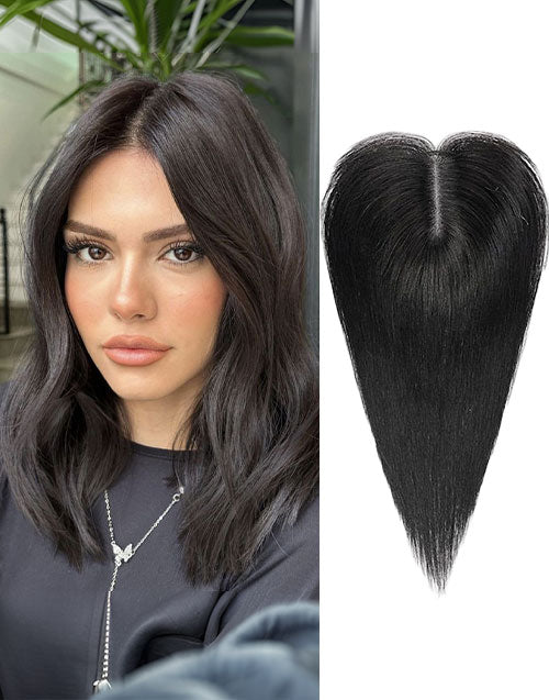 4.5"X5" Toppers For Women Real Human Hair Swiss Lace Base Hand-Tied Hair