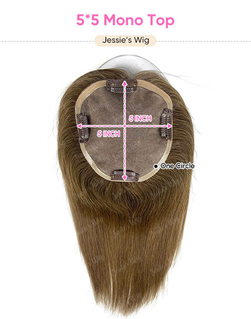Custom Made 5.5X6.5 5X5 Mono Top Human Hair Topper For Thinning Hair Or Hair Loss