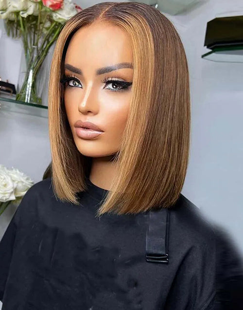 Claire- Highlight Blonde Straight 13x5 Pre Cut Lace Front Wear & Go Human Hair Wig