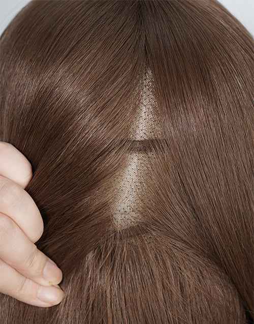Brown Color Mono Full Lace Straight Remy Human Hair Wig | 100% Hand-tied