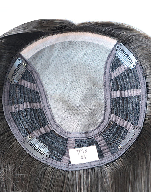 European Remy Human Hair Topper for Women 6“x7" Natural Straight Toupee Women 4 Hair Clips on Hair Pieces