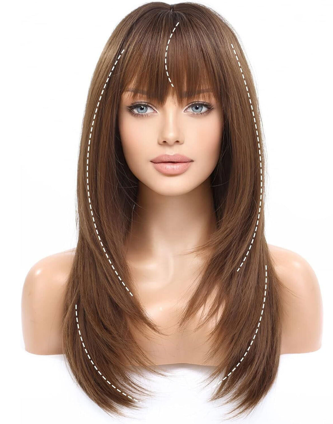 Sally- Layer Cut Brown Colored Straight Pre Cut 5x5 Lace Glueless Human Hair Wig