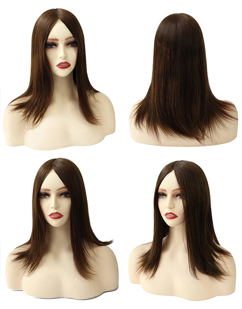 Renee- 14" 16" 7“x9" European Cuticle Remy Human Hair Topper Silky Hairpieces for Woman Injected Poly Skin Women Toupee