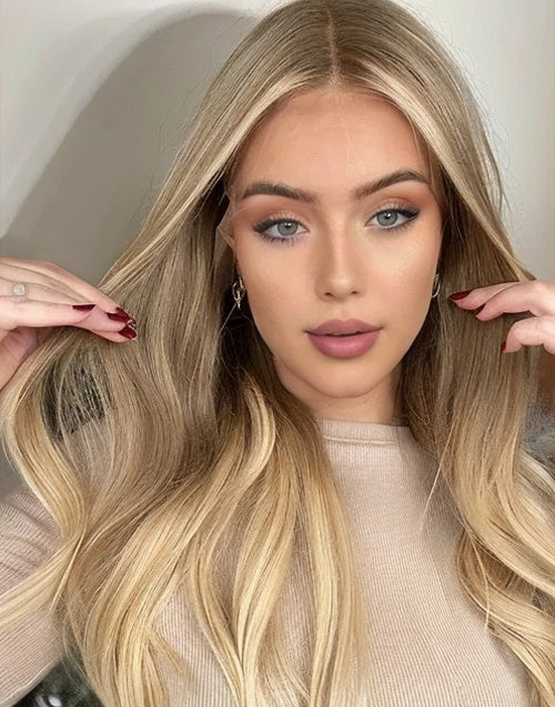 EXTRA 25% OFF 18" Dirty Blonde Highlights Wavy 13x6 Lace Wigs For Women Flash Deal