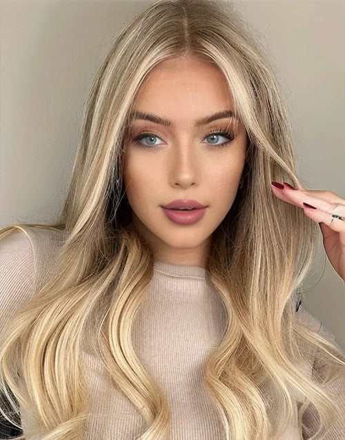 EXTRA 25% OFF 18" Dirty Blonde Highlights Wavy 13x6 Lace Wigs For Women Flash Deal