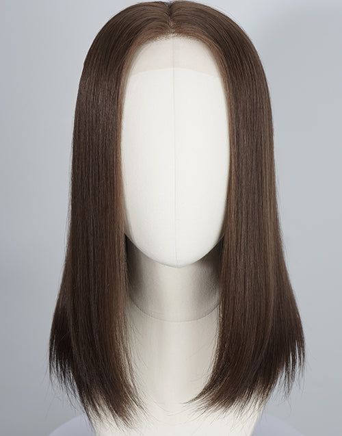 Brown Color Mono Full Lace Straight Remy Human Hair Wig | 100% Hand-tied