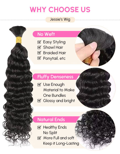 Hair Bulk Water Wave Human Hair for Braiding No Weft Human Hair 12A for Boho Braids Wet and Wavy