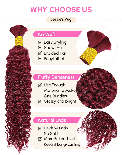 99J Human Braiding Hair Curly Bulk Human Hair for Braiding No Weft 12A for Boho Braids Hair