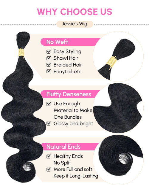 Hair Bulk Body Wave Human Hair for Braiding No Weft Human Hair 12A for Boho Braids