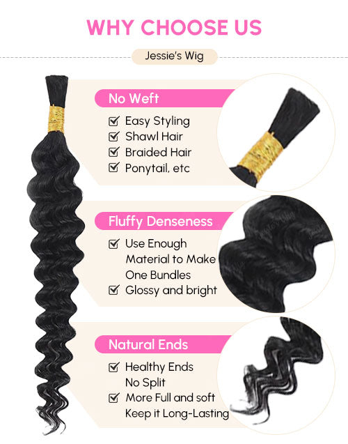 Loose Deep Bulk Human Hair for Braiding No Weft 12A Human Hair Extensions for Boho Braids