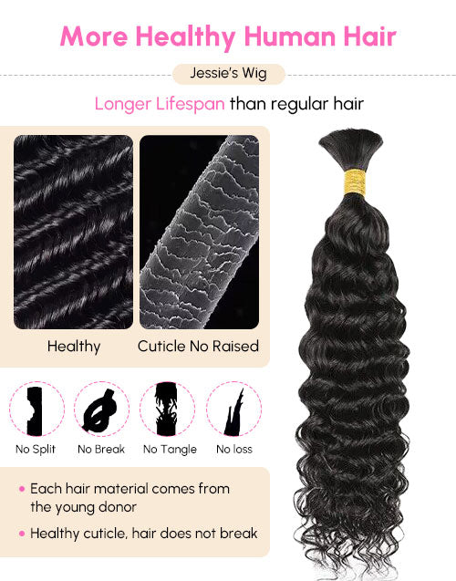 Hair Bulk Water Wave Human Hair for Braiding No Weft Human Hair 12A for Boho Braids Wet and Wavy