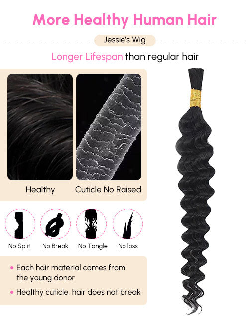 Loose Deep Bulk Human Hair for Braiding No Weft 12A Human Hair Extensions for Boho Braids