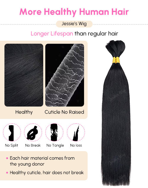 Straight Bulk Human Hair for Braiding No Weft Micro Braiding Hair Braids Extensions 12A