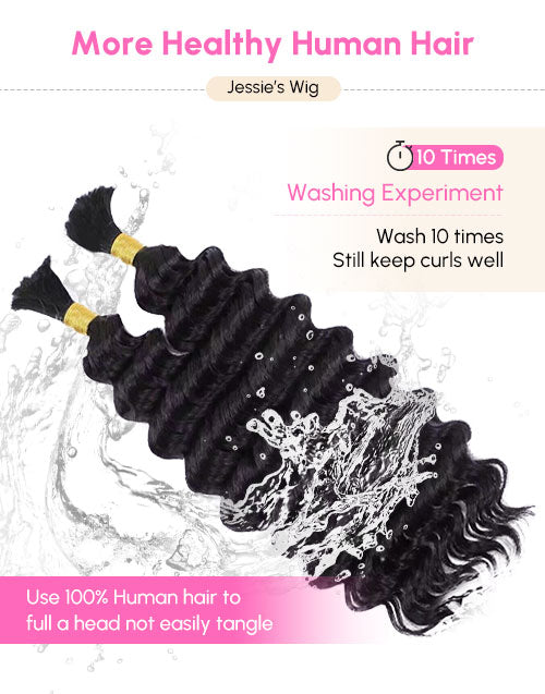 12A Deep Wave Bulk Human Hair For Braiding No Weft Human Hair Extensions Micro Braiding