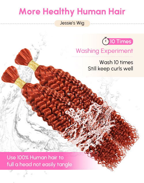 Ginger Color Curly Bulk 12A Human Hair for Braiding Human Hair Extensions for Boho Braids No Weft