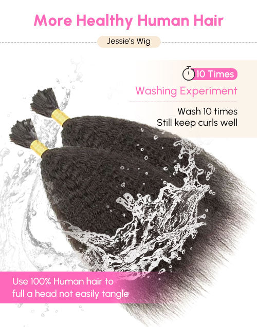 Kinky Straight Bulk Hair for Braiding No Weft Faux Braiding Hair Extensions 12A for Boho Braids