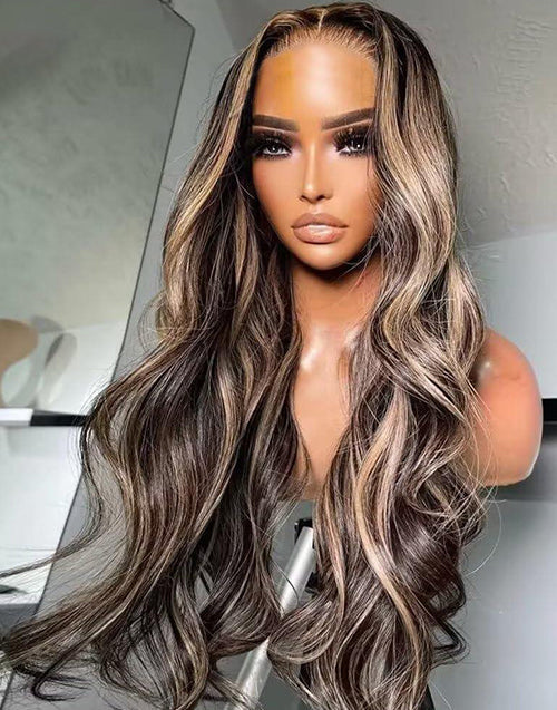 18" Mixed Honey Blonde Wavy Wig Smart-Fit Pull Go Gluless 13x5 Pre Cut Lace Wig Flash Deal