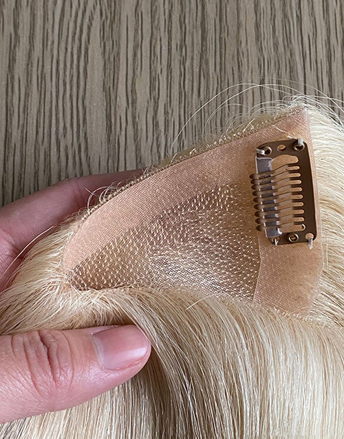 15" x 17" V part Mono Topper Stock Mono Silk Base Human Hair Toppers For Thinning Hair Women Clips In Human Hair Toupee