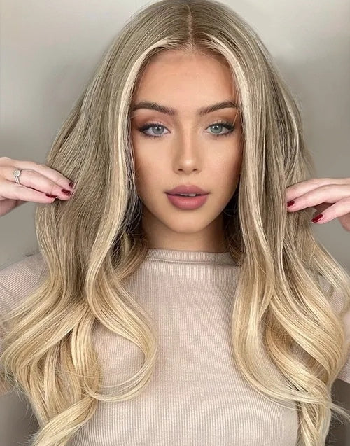 EXTRA 25% OFF 18" Dirty Blonde Highlights Wavy 13x6 Lace Wigs For Women Flash Deal