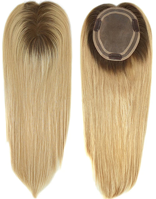 16" Hair Topper Durable 5.5"x6" European Cuticle Remy Natural Human Hair Toupee for Women