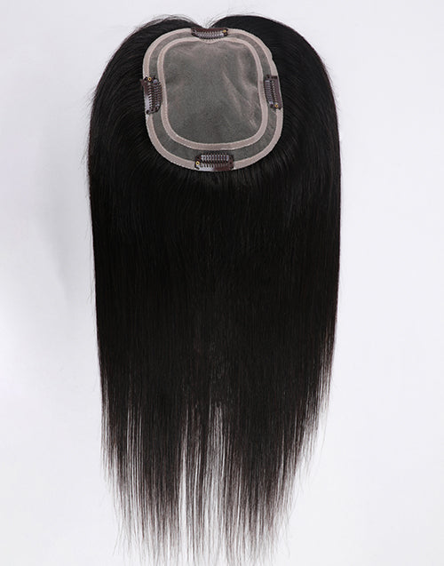 Custom Natural Black Color 5.5X6 Human Hair Topper For Thinning Hair Or Hair Loss