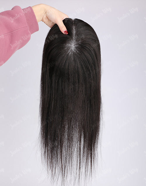 Custom Natural Black Color 5.5X6 Human Hair Topper For Thinning Hair Or Hair Loss