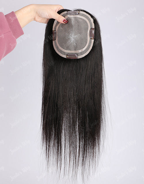 Custom Natural Black Color 5.5X6 Human Hair Topper For Thinning Hair Or Hair Loss
