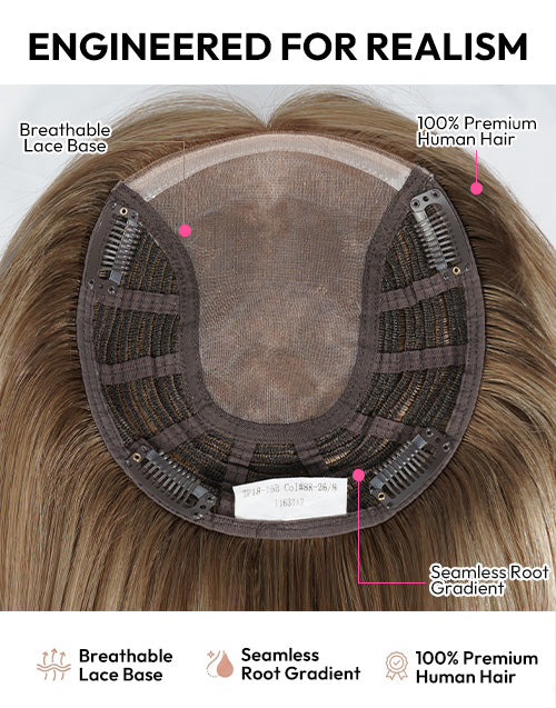 Human hair topper base diagram engineered for realism