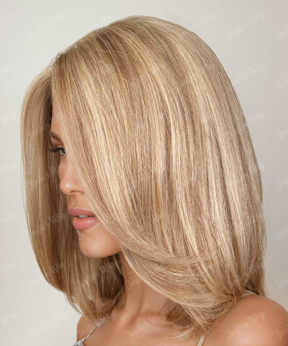 Gracia-Custom Made 5.5X3X8.5 Brown And Blonde Human Hair Wig