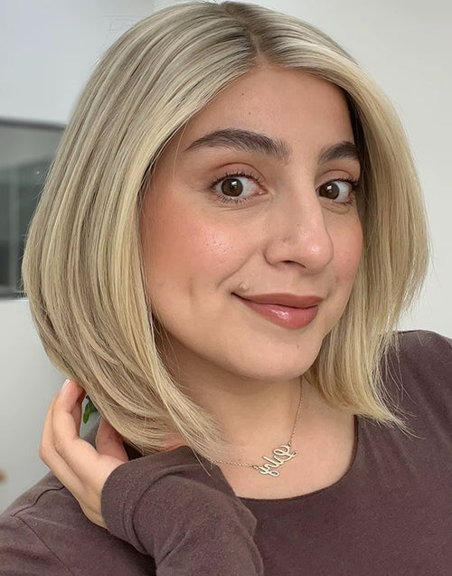 Jordyn- Ombre Highlight Ash Platinum Blonde Straight Bob Wig Glueless 13x4 Lace Front Wig