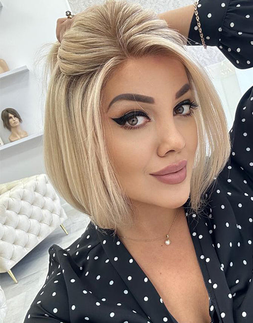 Naika- Ombre Light Blonde Highlight Bob Natural Straight 13x6 Lace Glueless Wig For Women