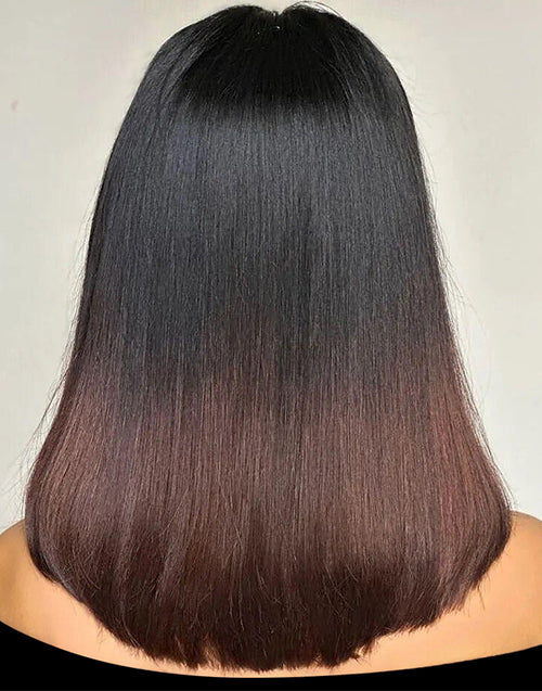Lux- Ombre Brown Silky Straight 13x4 Pre Everything Bob Glueless Wig Double Drawn Human Hair