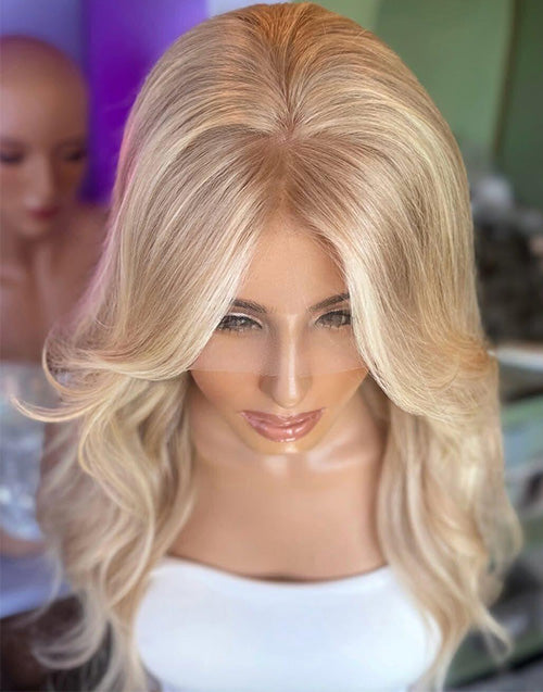 Rosana- True-Hold Glueless Wig Warm Honey Blonde Wavy Lace Front Wigs For Women Middle Part