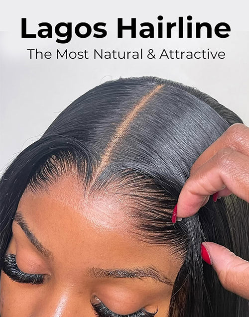 Widows Peak Lagos Hairline M Shaped Hairline Straight 13x5 Pre Cut Real HD Lace Front Wig