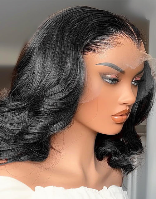 Lagos M Hairline Wavy Bob Wig 13x5 Pre Cut Real HD Lace Human Hair Glueless Wig