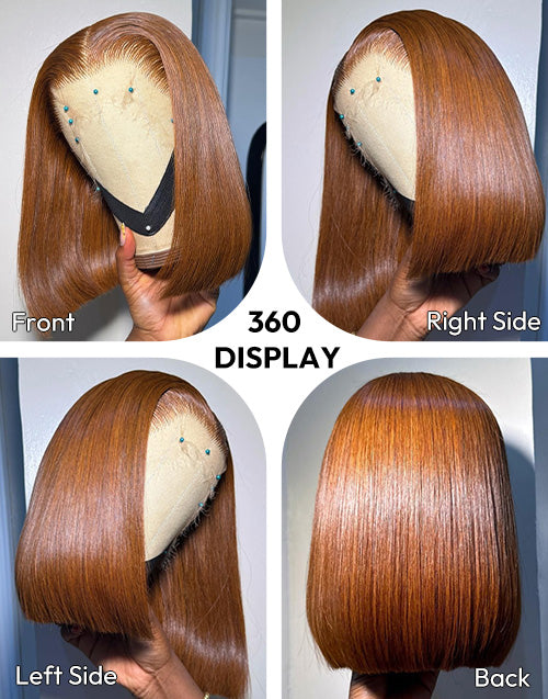 Diamond- Ginger Color Bone Straight Bob 13x4/5x5 Lace Wigs Glueless Wig