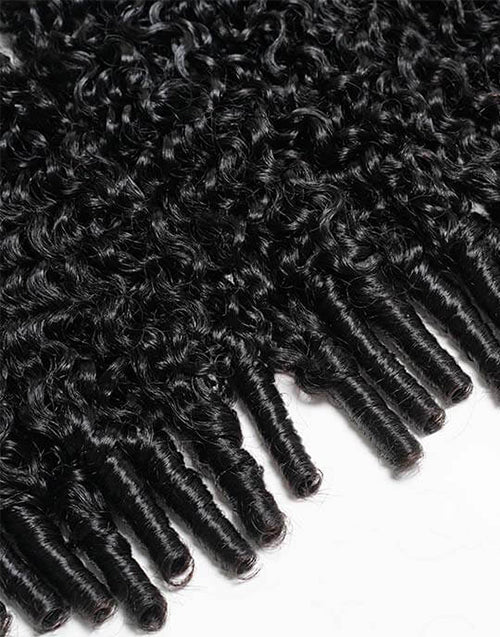 Burmese Curly Crochet Hair Natural Black Machine Made Feather Crochet Human Hair Extension