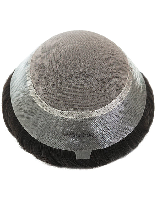 8"x10" Toupee for Men Fine Mono in Body 1.25" Polyskin in Perimeter Indian Human Hair