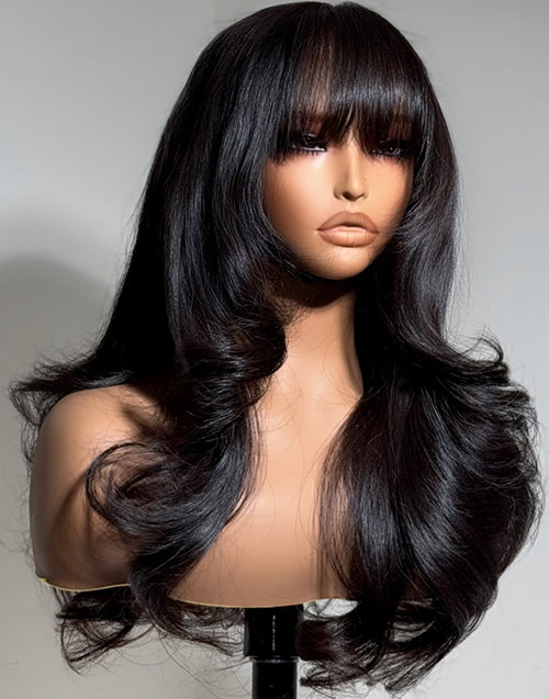 Wynn- Smart-Fit Pull Go Glueless Wig Butterfly Style Wig With Bangs Loose Wavy Wig Pre Cut Lace Wig
