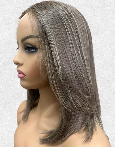 Jania- Balayage Ash Blonde Slight Layer Straight True-Hold Glueless Bob Wig Human Hair