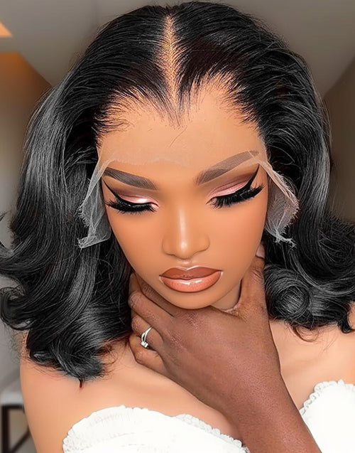 Lagos M Hairline Wavy Bob Wig 13x5 Pre Cut Real HD Lace Human Hair Glueless Wig