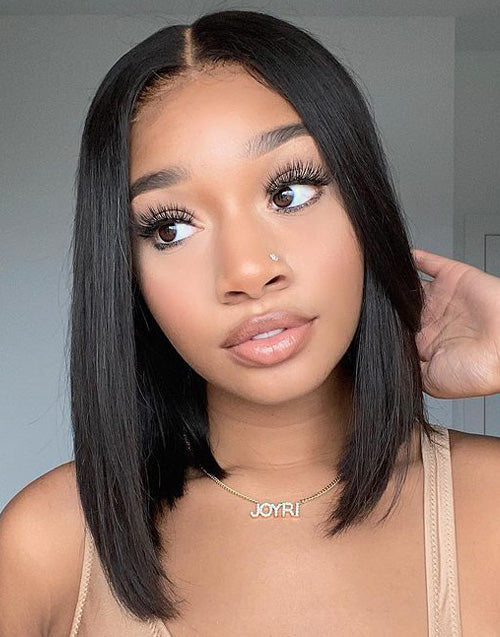 Elvira- Smart-Fit Pull Go Glueless HD Lace Pre cut 13x4 Short Blunt Cut Bob Lace Wig 4x4 Brazilian Remy Straight Hair Wigs