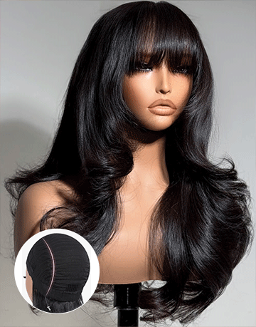 Wynn- Smart-Fit Pull Go Glueless Wig Butterfly Style Wig With Bangs Loose Wavy Wig Pre Cut Lace Wig