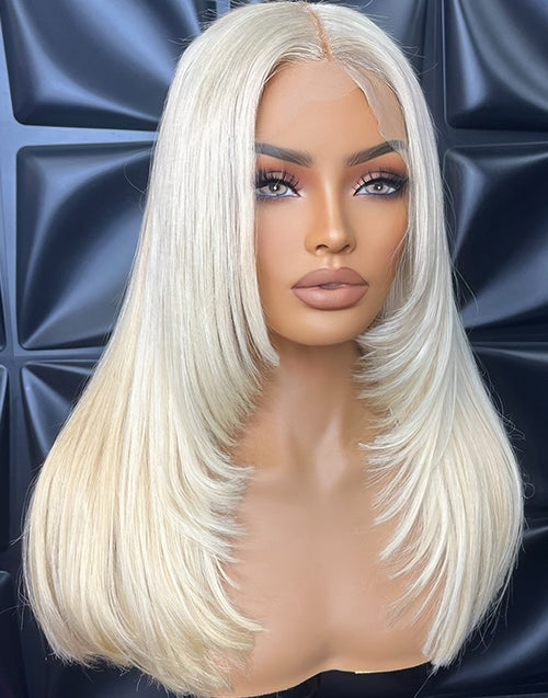 Leonie- Ombre Blonde Balayage Layered Cut Straight Gluless Wig Human Hair