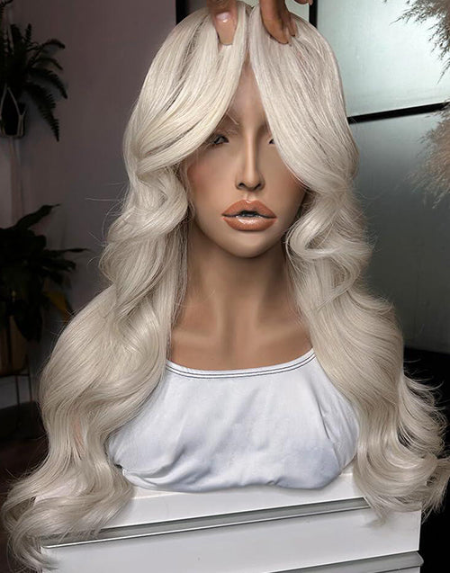 Nga- Platinum Blonde Wavy 13x4 Lace Frontal Wigs For Women Glueless Wig