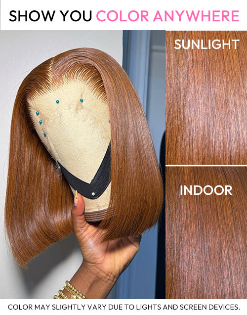 Diamond- Ginger Color Bone Straight Bob 13x4/5x5 Lace Wigs Glueless Wig